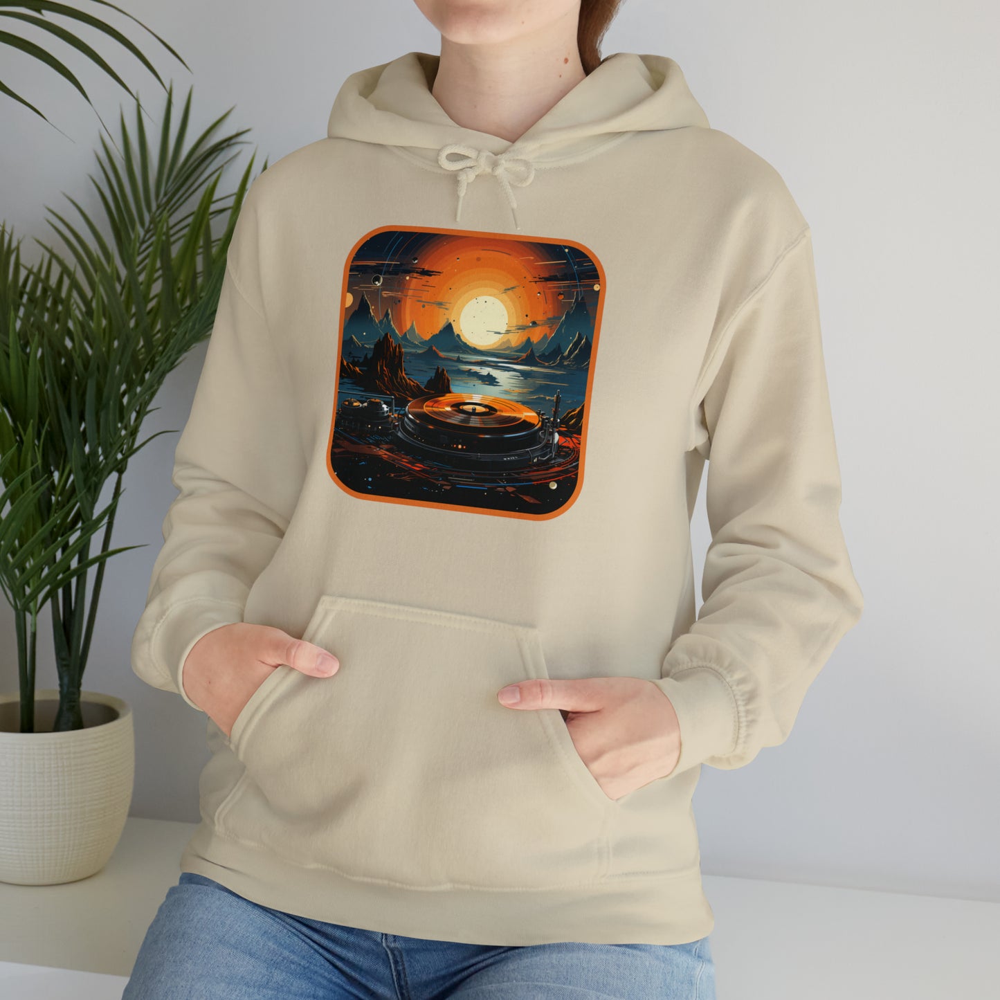 Galactic Turntable Hooded Sweatshirt - Cozy Meets Cosmic