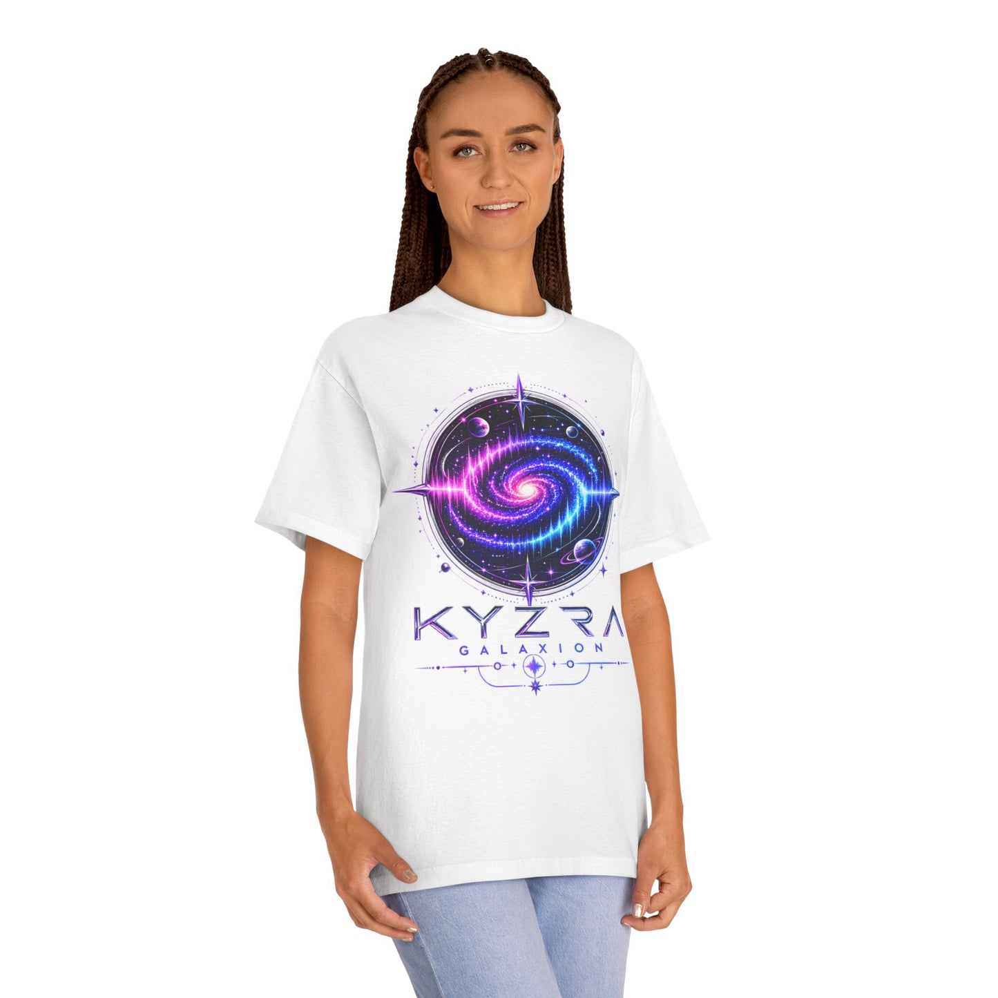 Galaxy Spiral Tee — Kyzra Galaxion Space Graphic Shirt