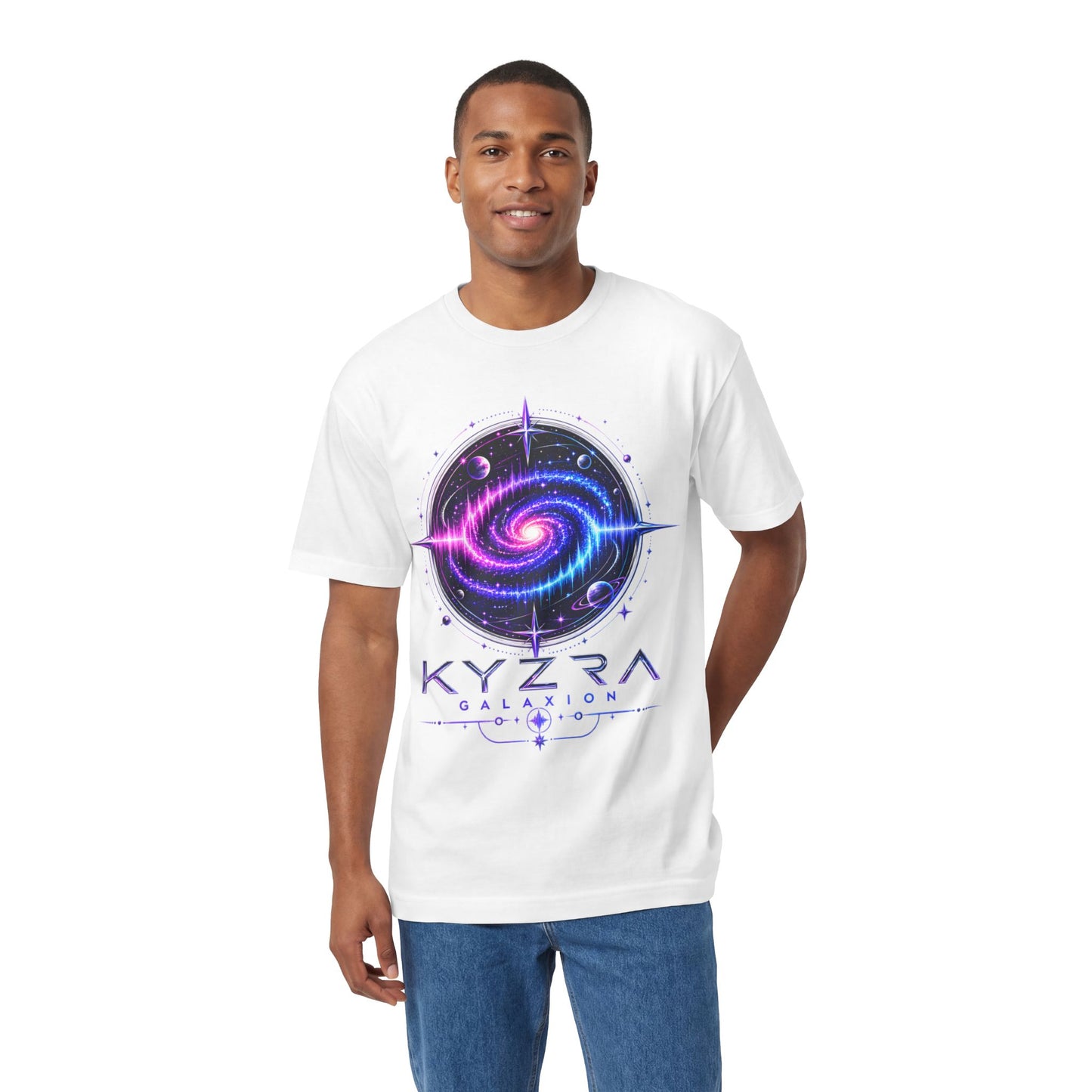 Galaxy Spiral Tee — Kyzra Galaxion Space Graphic Shirt