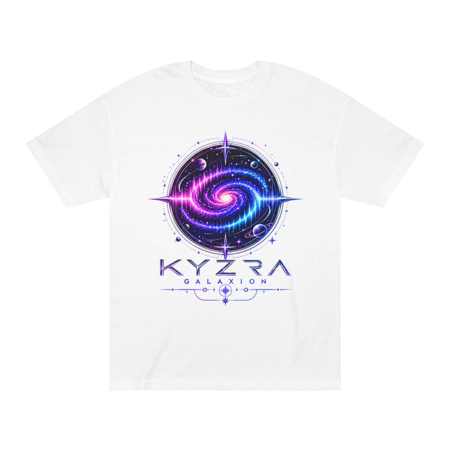 Galaxy Spiral Tee — Kyzra Galaxion Space Graphic Shirt