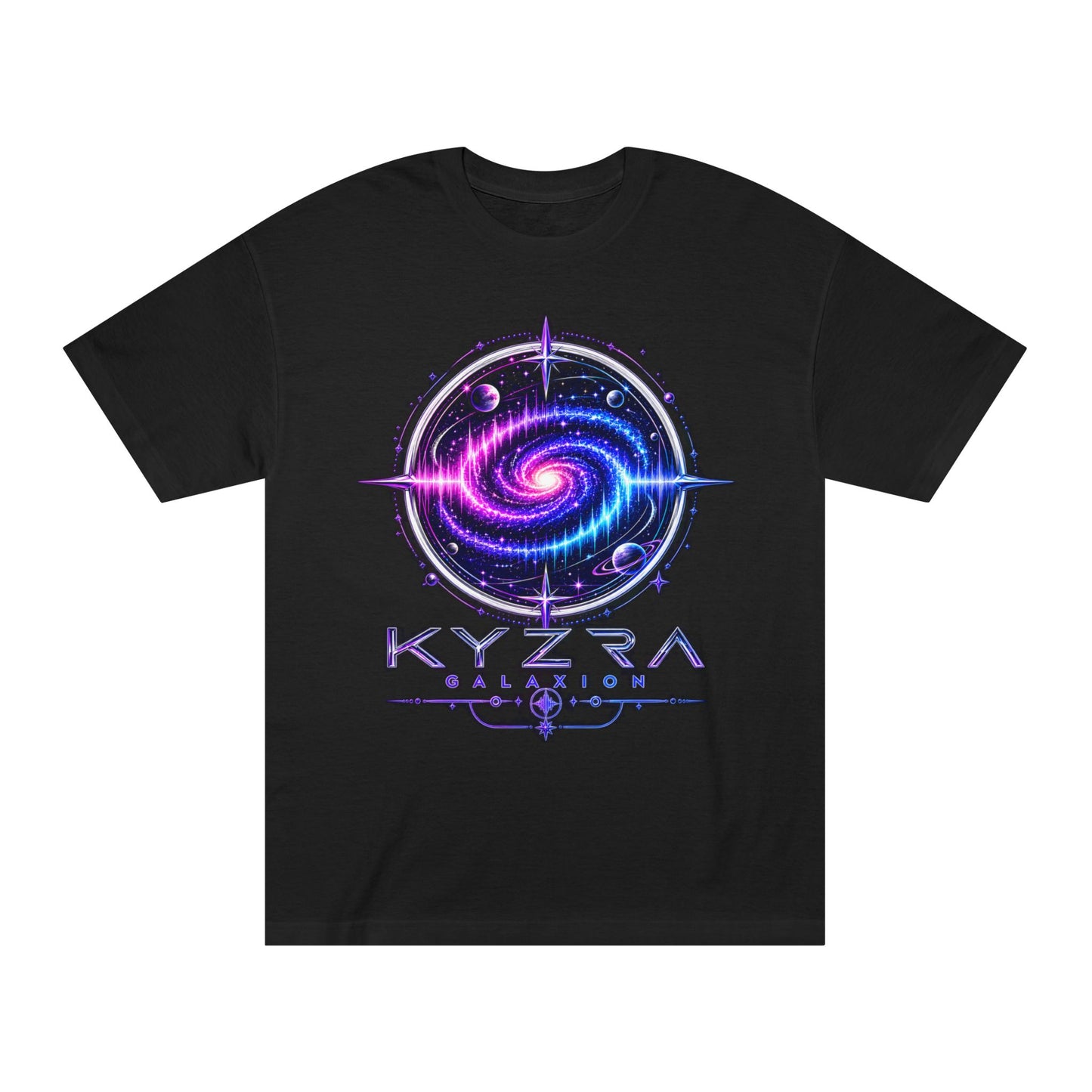 Galaxy Spiral Tee — Kyzra Galaxion Space Graphic Shirt