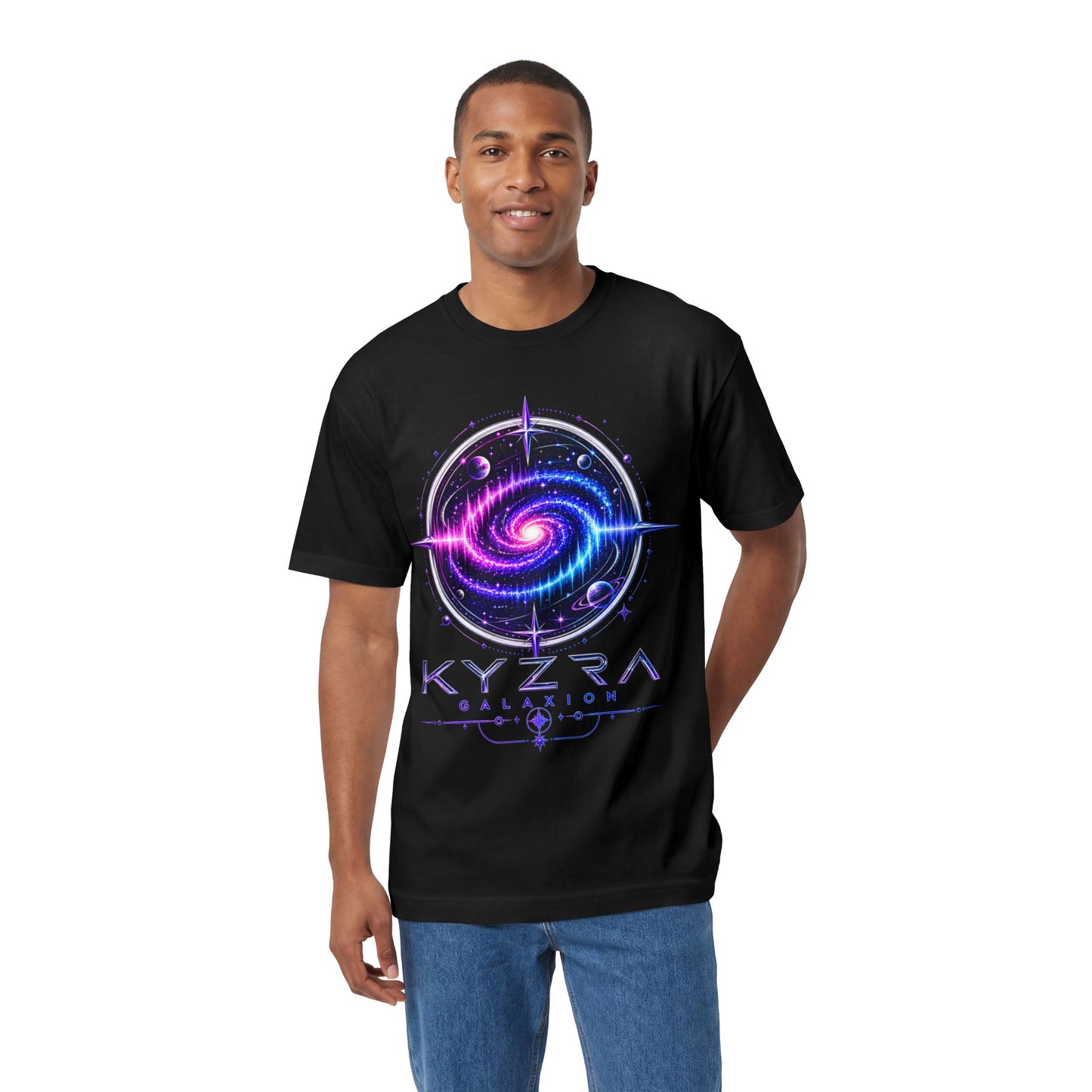 Galaxy Spiral Tee — Kyzra Galaxion Space Graphic Shirt