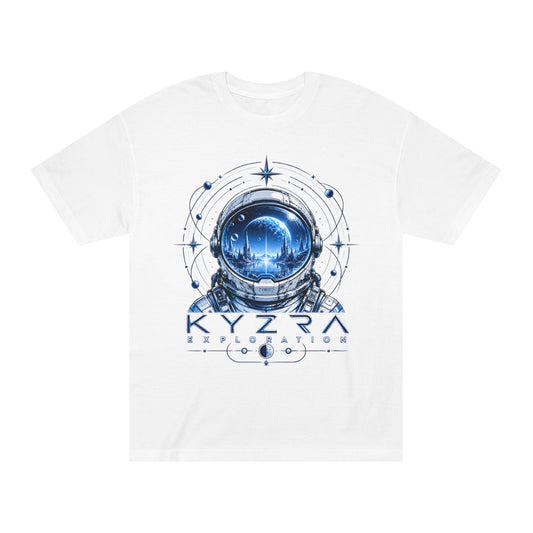 Astronaut Helmet Tee — "Kyzra Exploration" Sci‑Fi Graphic T‑Shirt